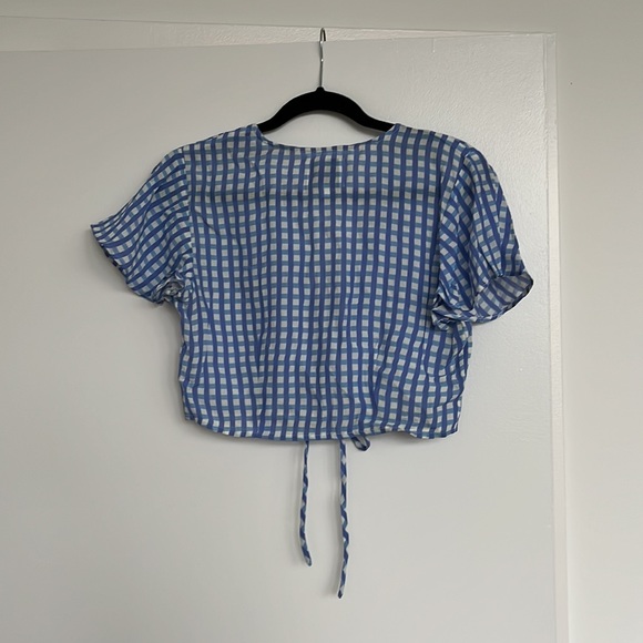 Revolve Privacy Please Flutter Sleeve Gingham Crop Shirt - Picture 2 of 3